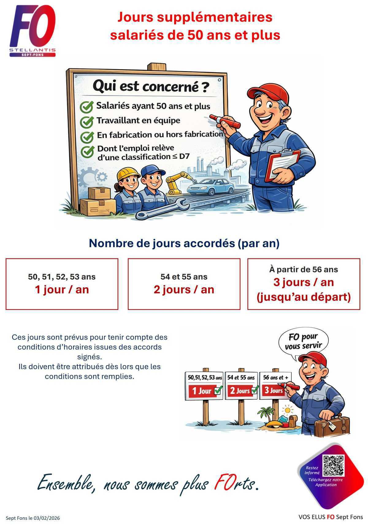 Jours supplémentaires pour salariés de 50 ans et plus