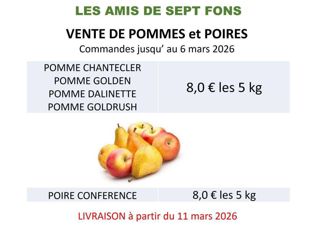 COOP : Commande de pommes & poires mars 2026