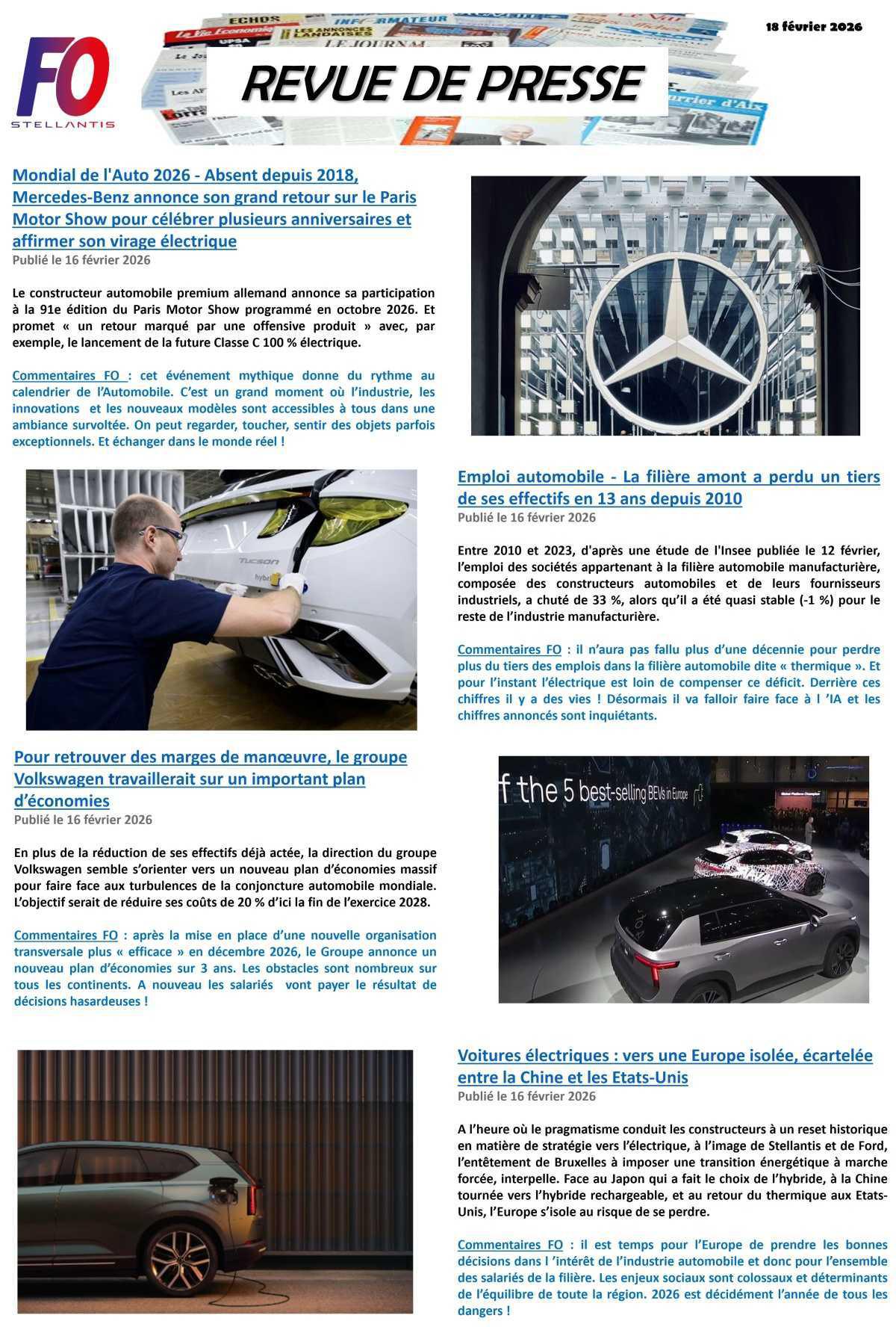 REVUE DE PRESSE FO, 18 février 2026
