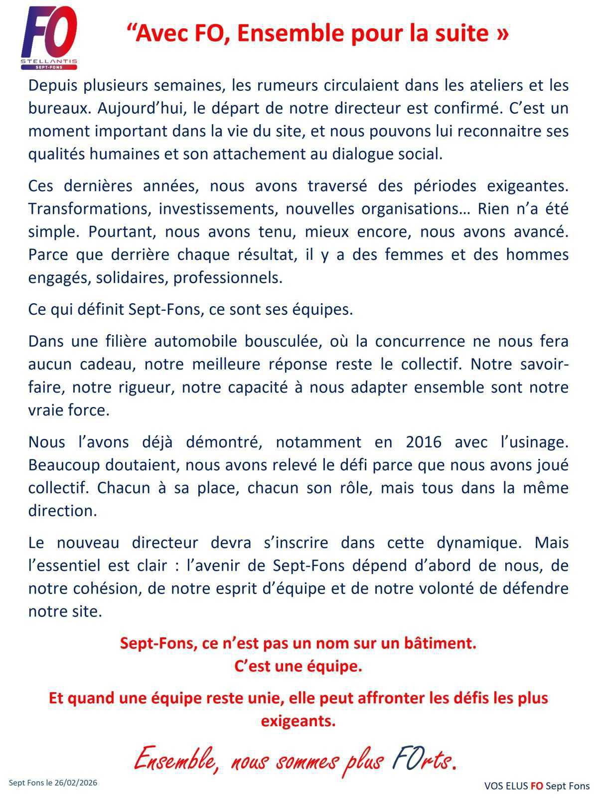 Sept Fons : Changement de DIRECTEUR