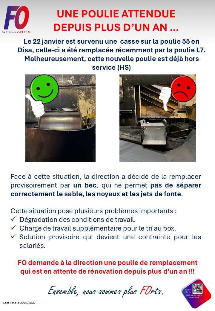 Attente rénovation poulie Disa