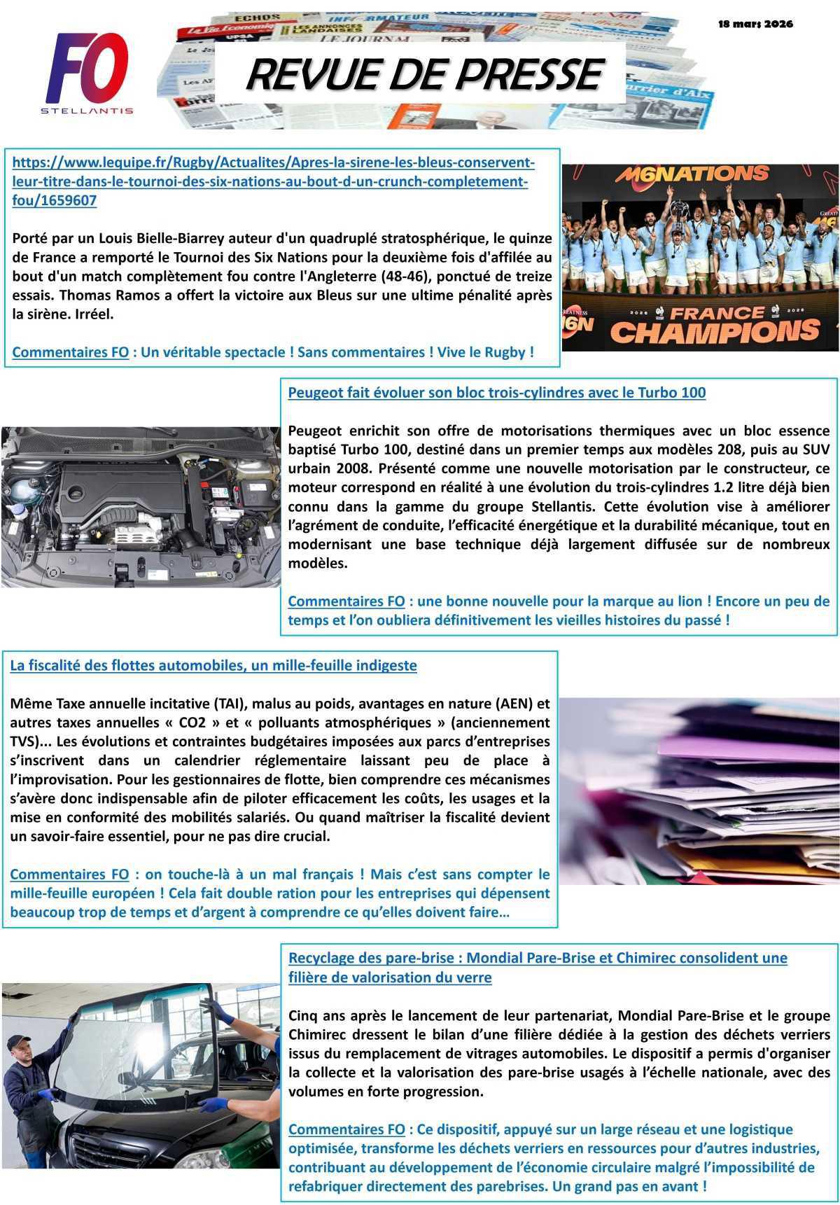REVUE DE PRESSE FO, 18 mars 2026