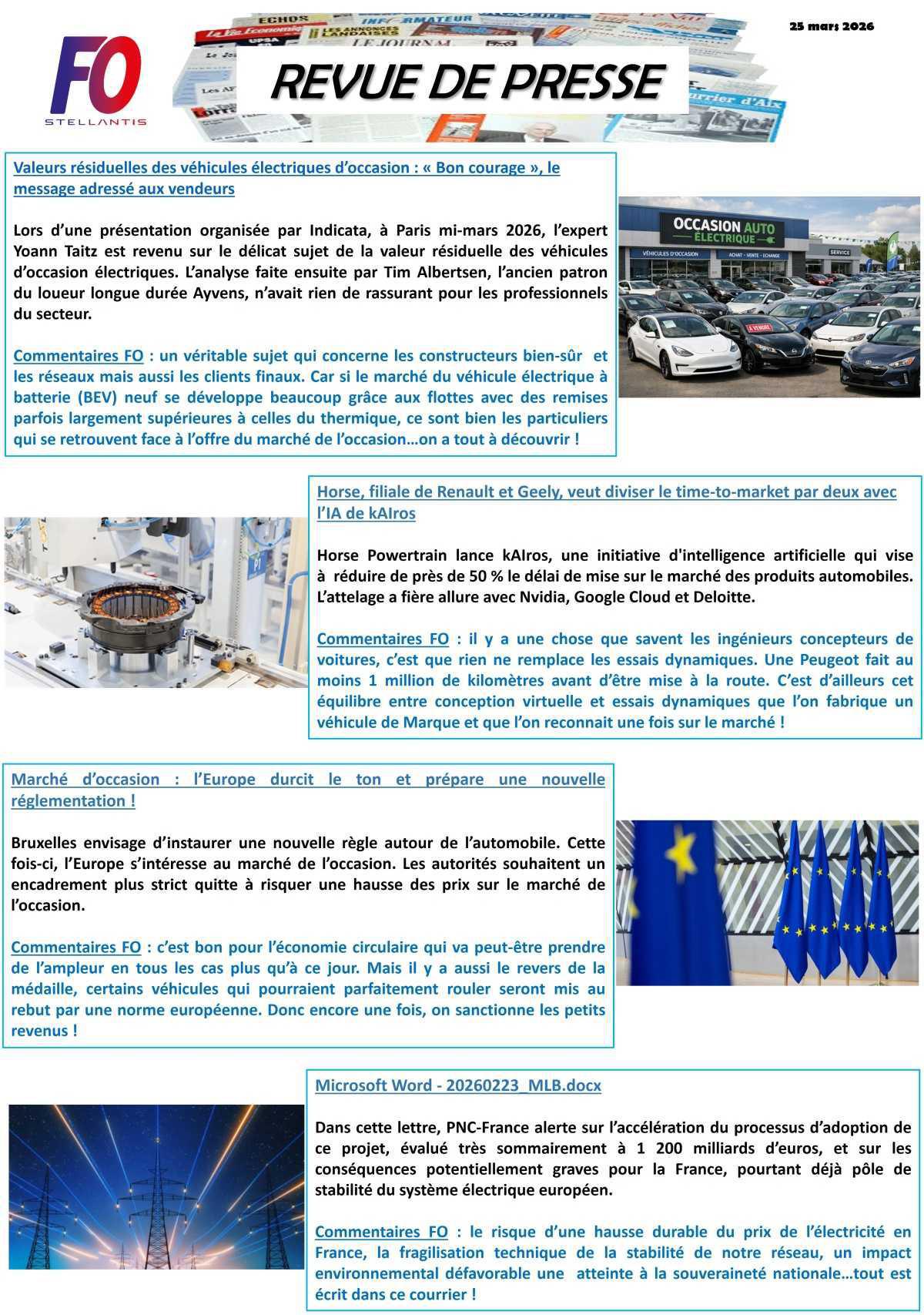 REVUE DE PRESSE FO, 25 mars 2026