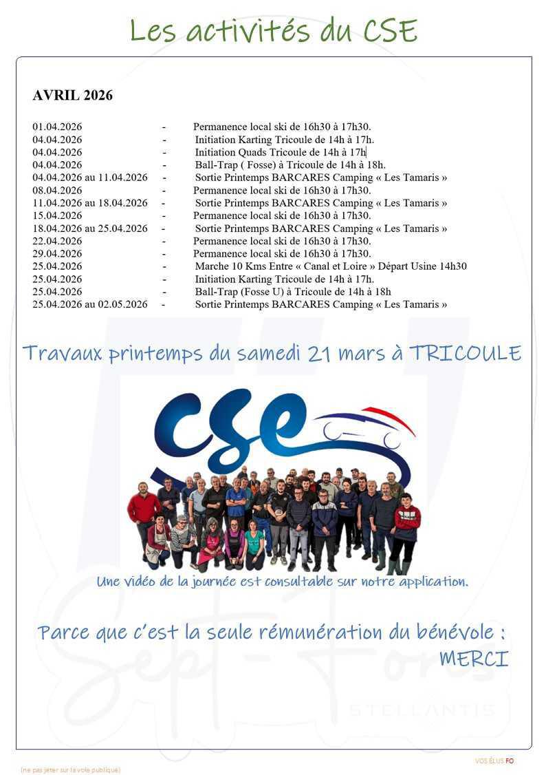 Compte-rendu du CSE du 31 mars 2026.