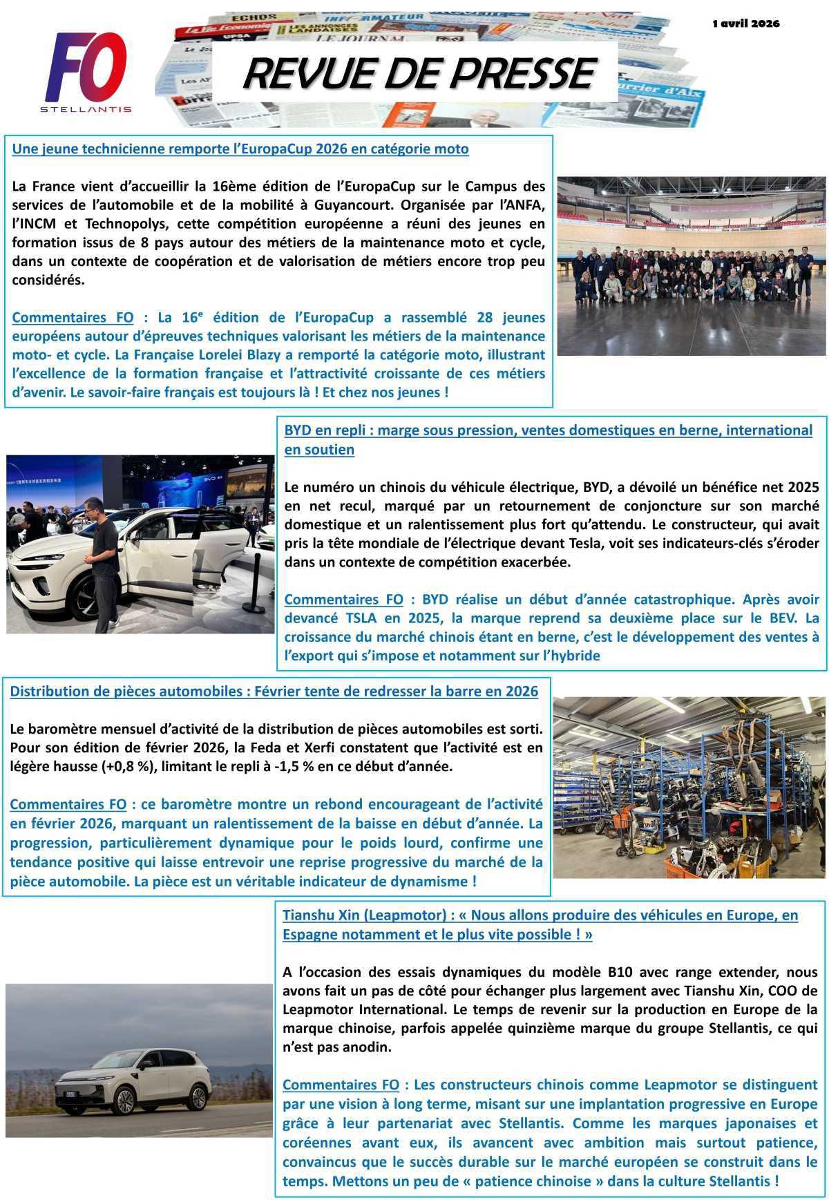 REVUE DE PRESSE FO, 1 avril 2026