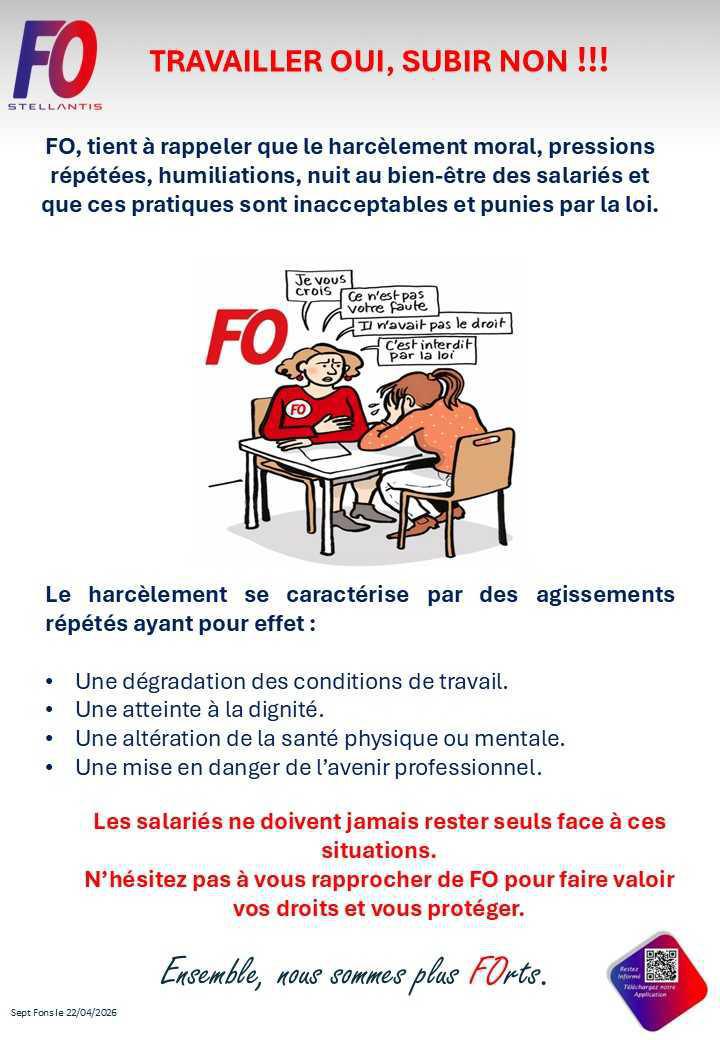 TRAVAILLER OUI, SUBIR NON !!!