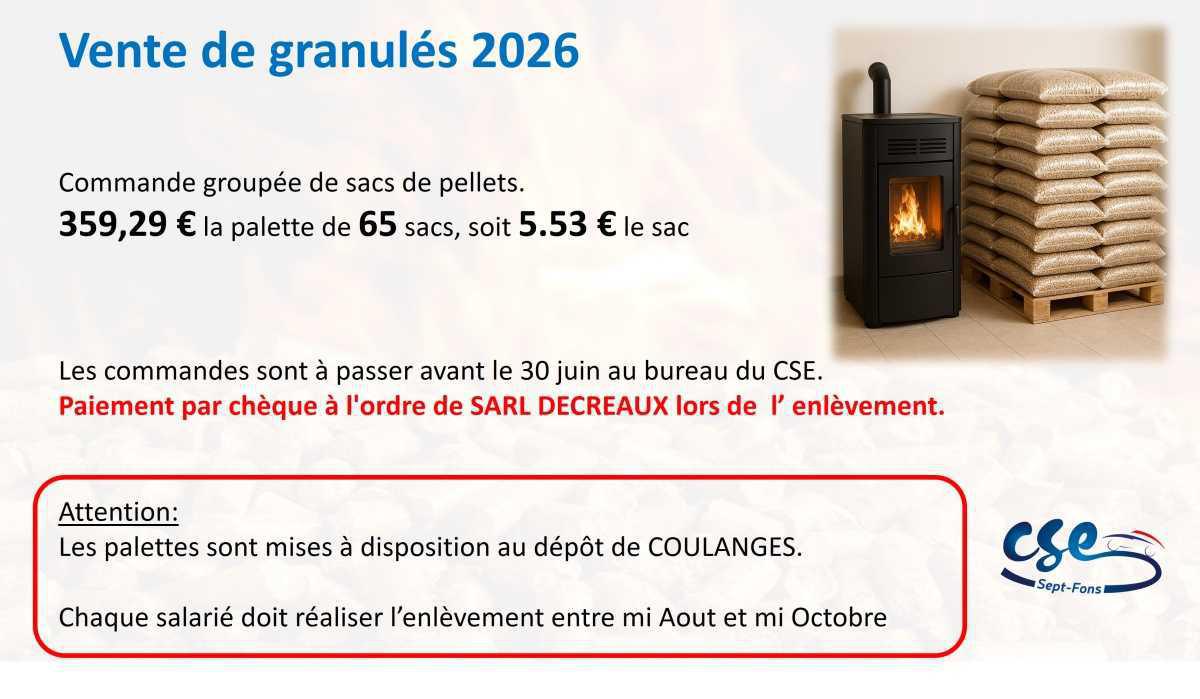 Commande groupée de GRANULES 2026