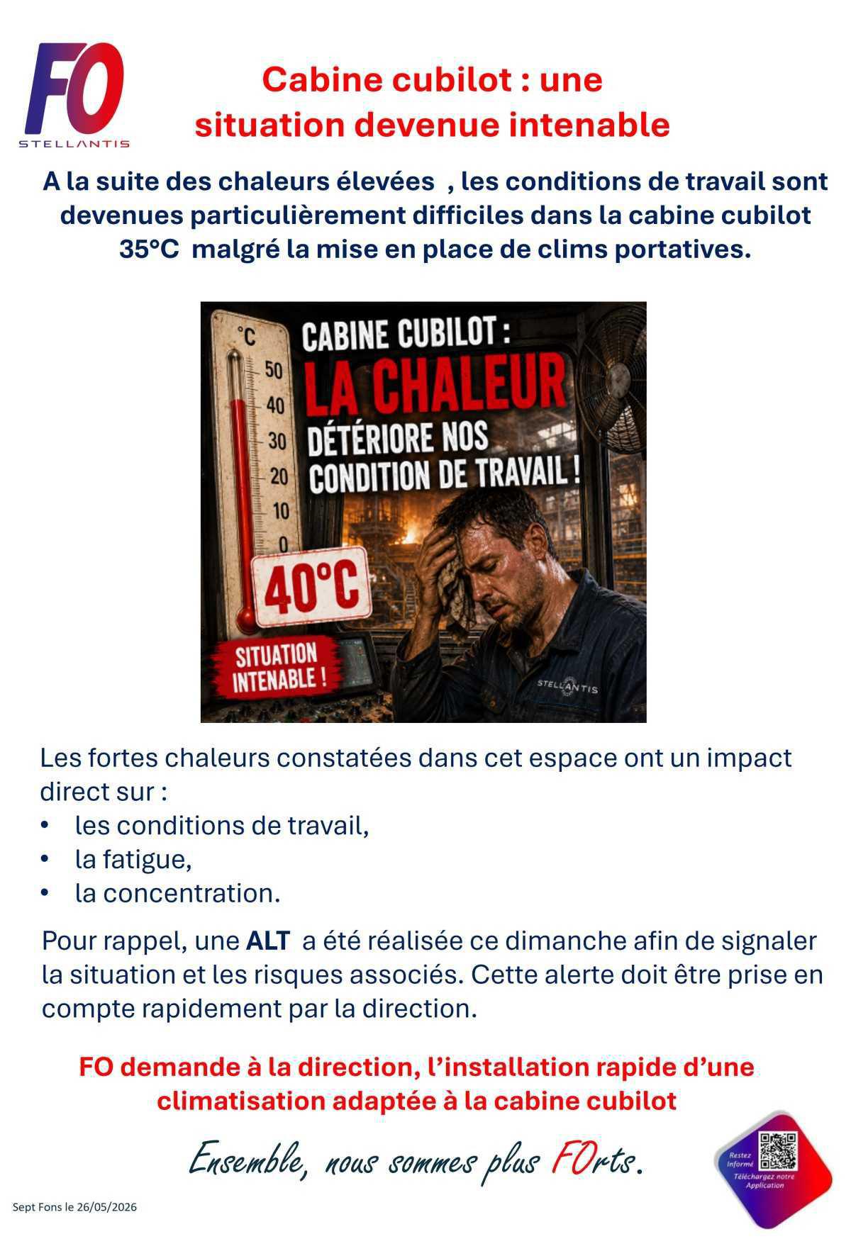 Cabine cubilot : une situation devenue intenable