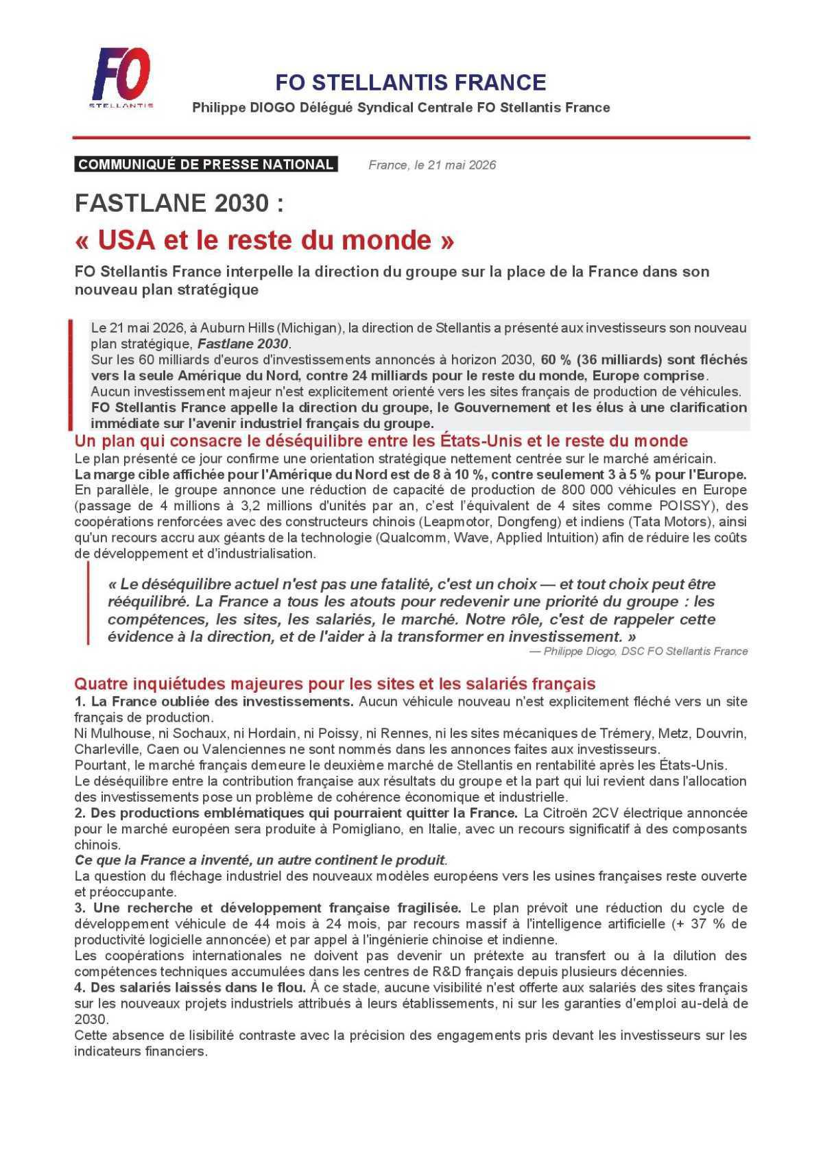 Communiqué de presse FO Flastlane 2020.