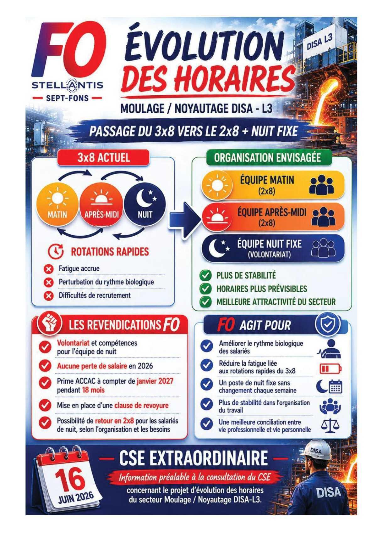 FO au cœur des négociations concernant les 2X8, Disa, Ligne 3.