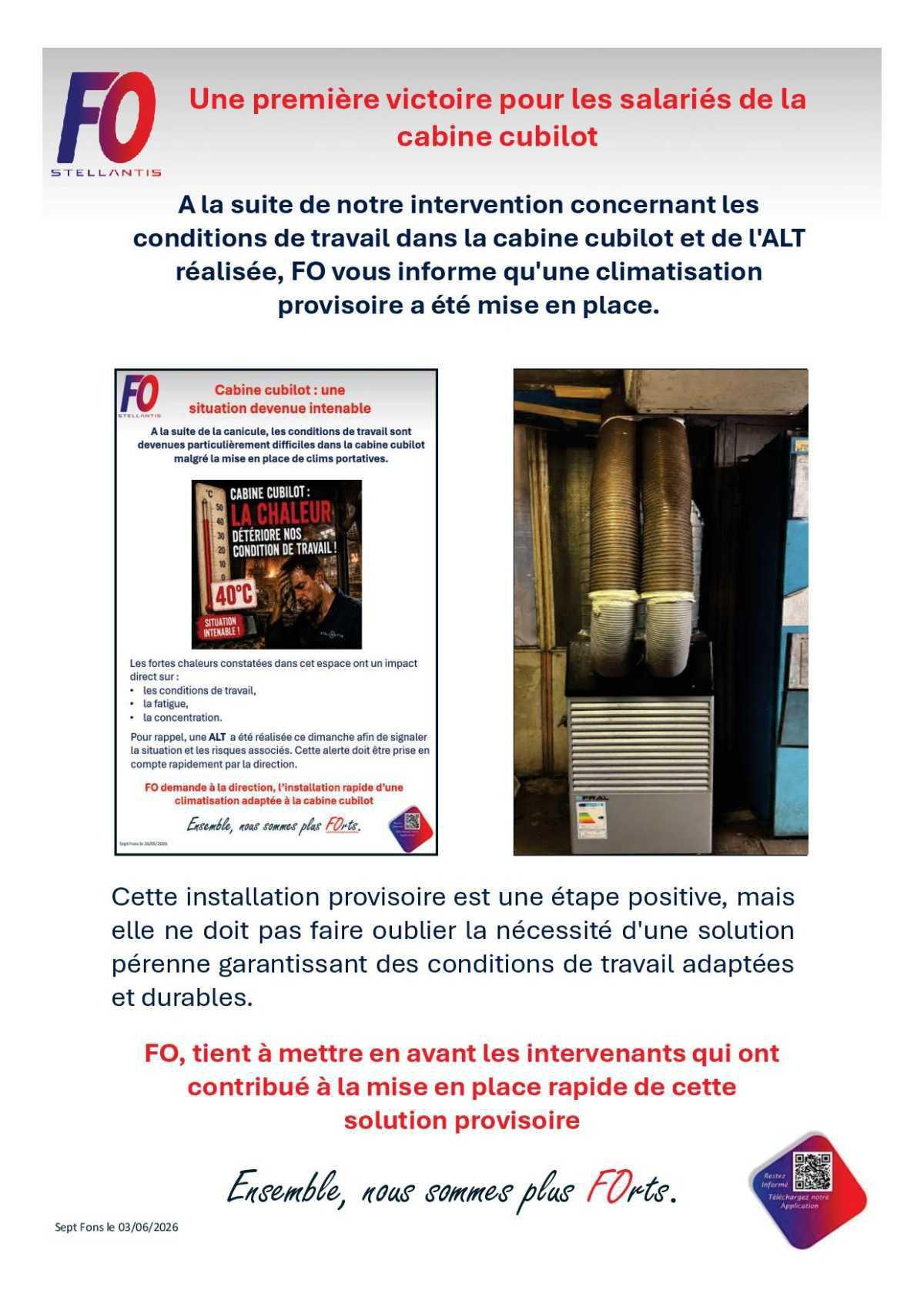 Intervention concernant la clim à la cabine cubilot réalisée !📢