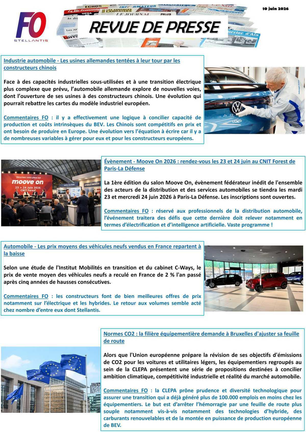 REVUE DE PRESSE FO, 10 juin 2026