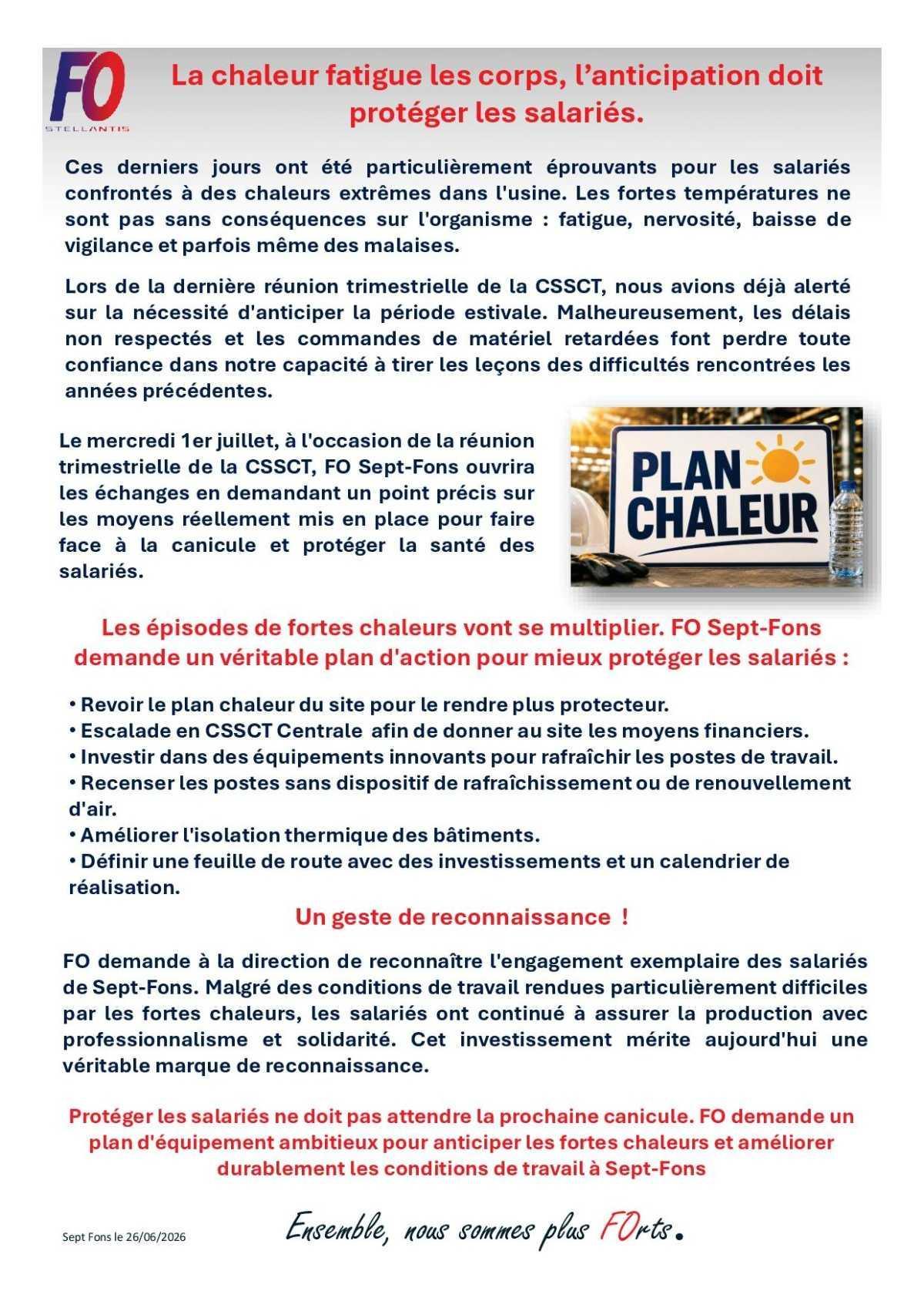 La chaleur fatigue les corps.