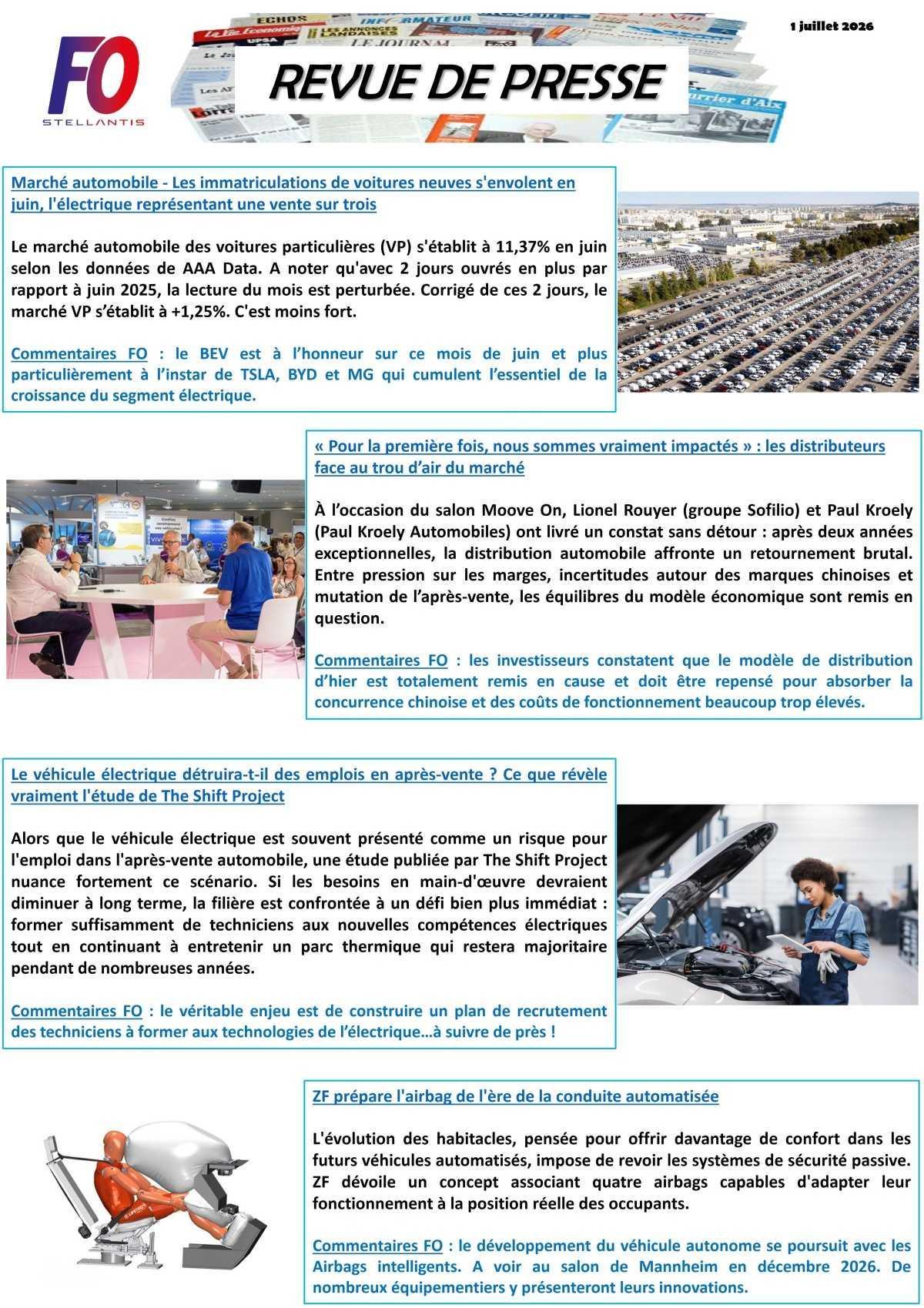 REVUE DE PRESSE FO, 1 juillet 2026