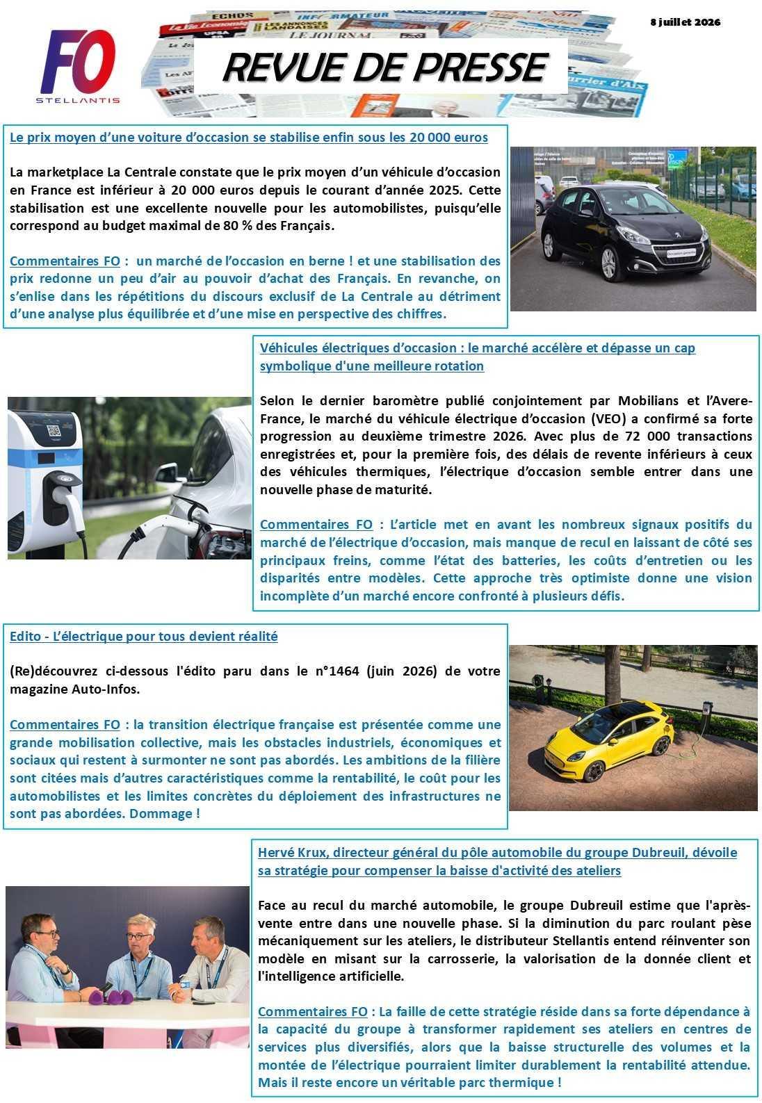 REVUE DE PRESSE FO, 8 juillet 2026