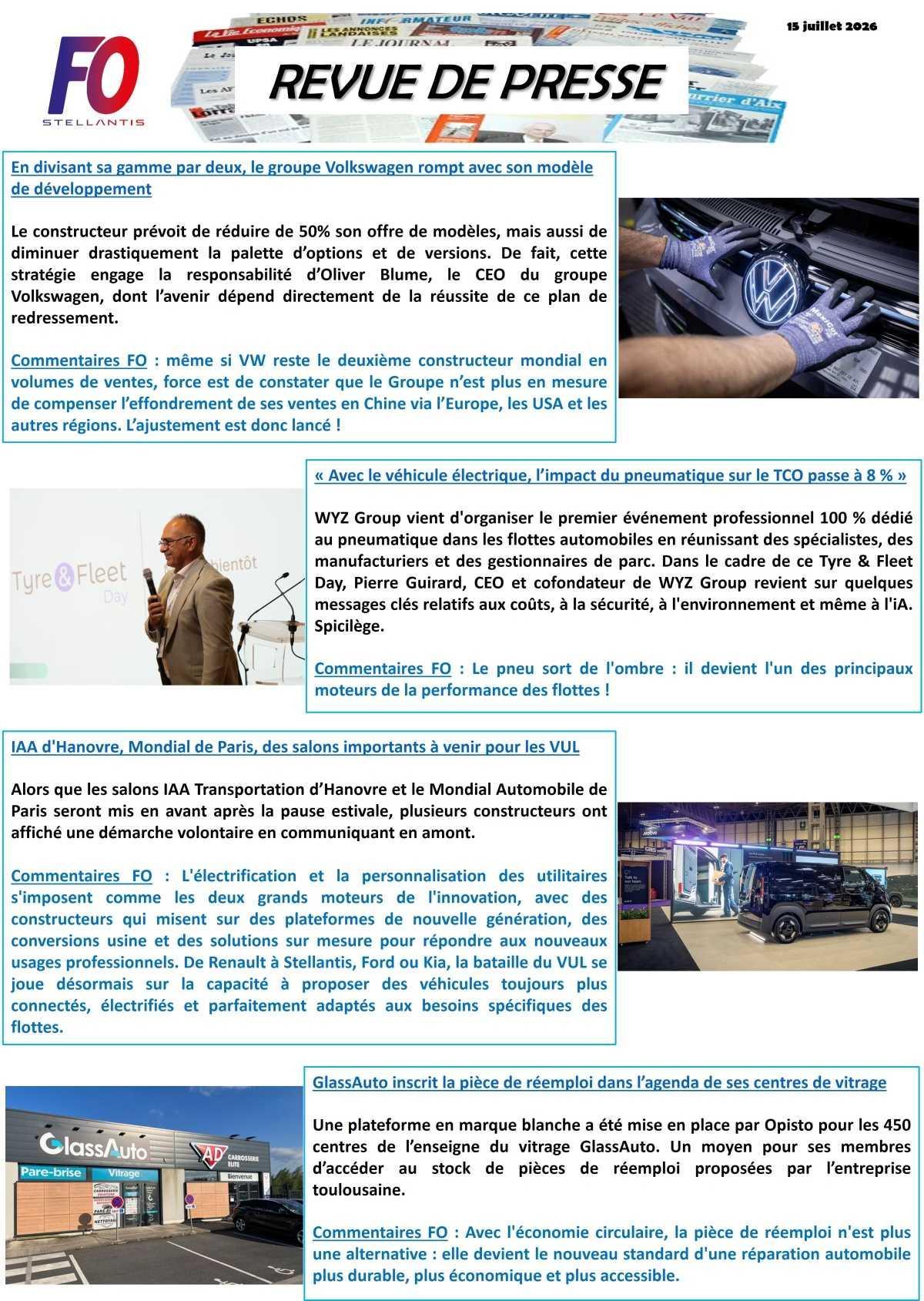 REVUE DE PRESSE FO, 15 juillet 2026