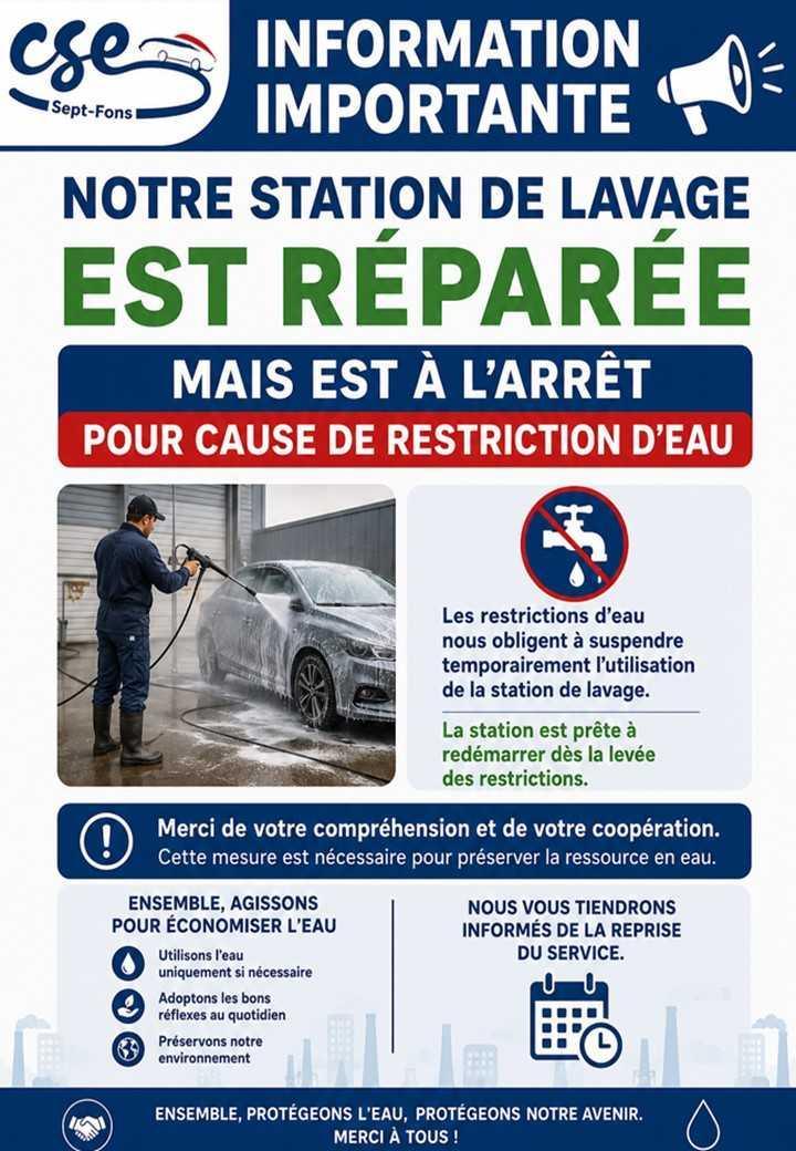 STATION RÉPARÉE — EAU RESTREINTE