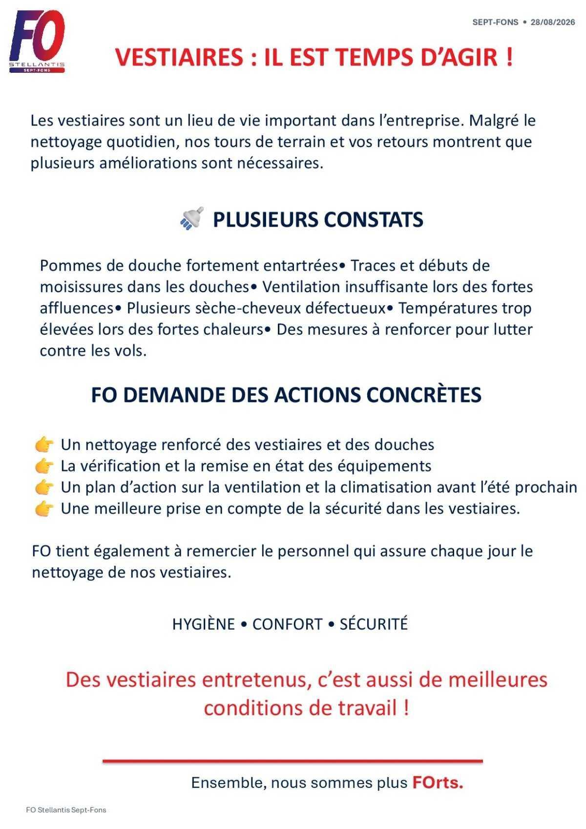 Nos vestiaires, l'entretien s'impose ! 