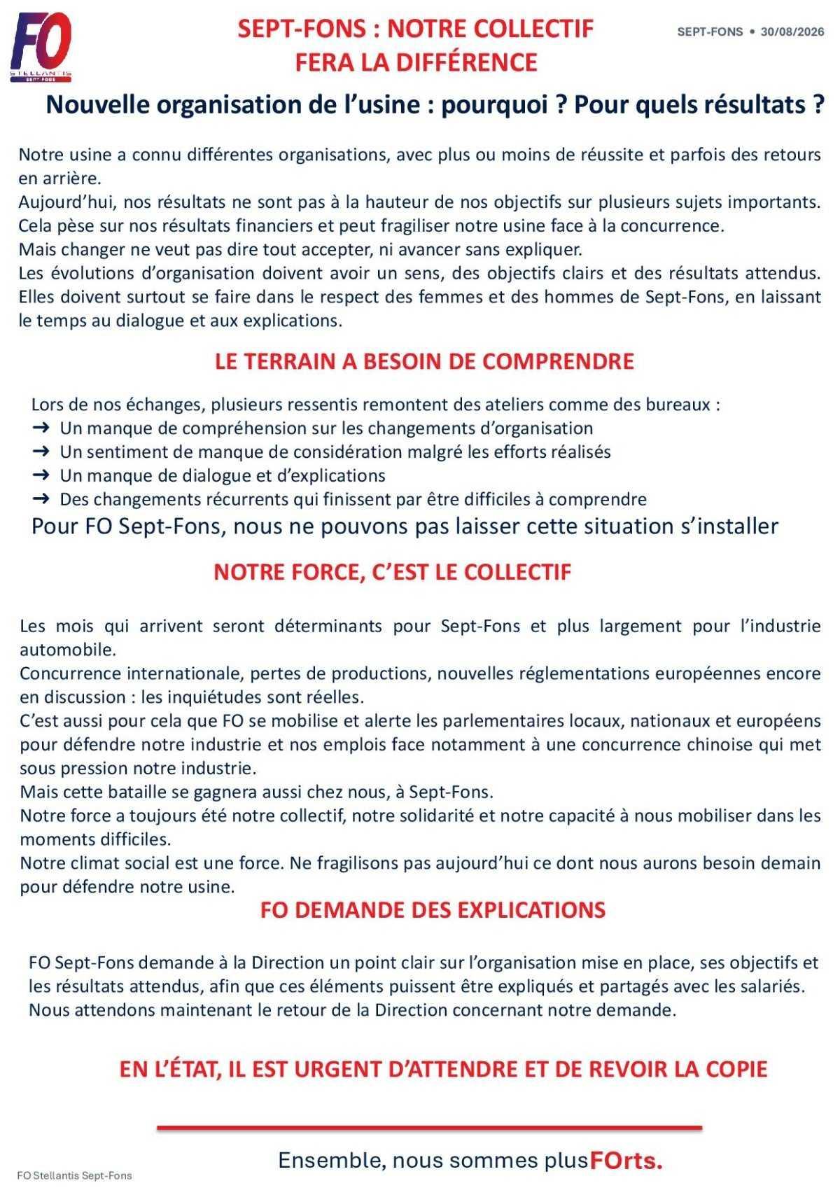 Nouvelle organisation, Pourquoi ? 