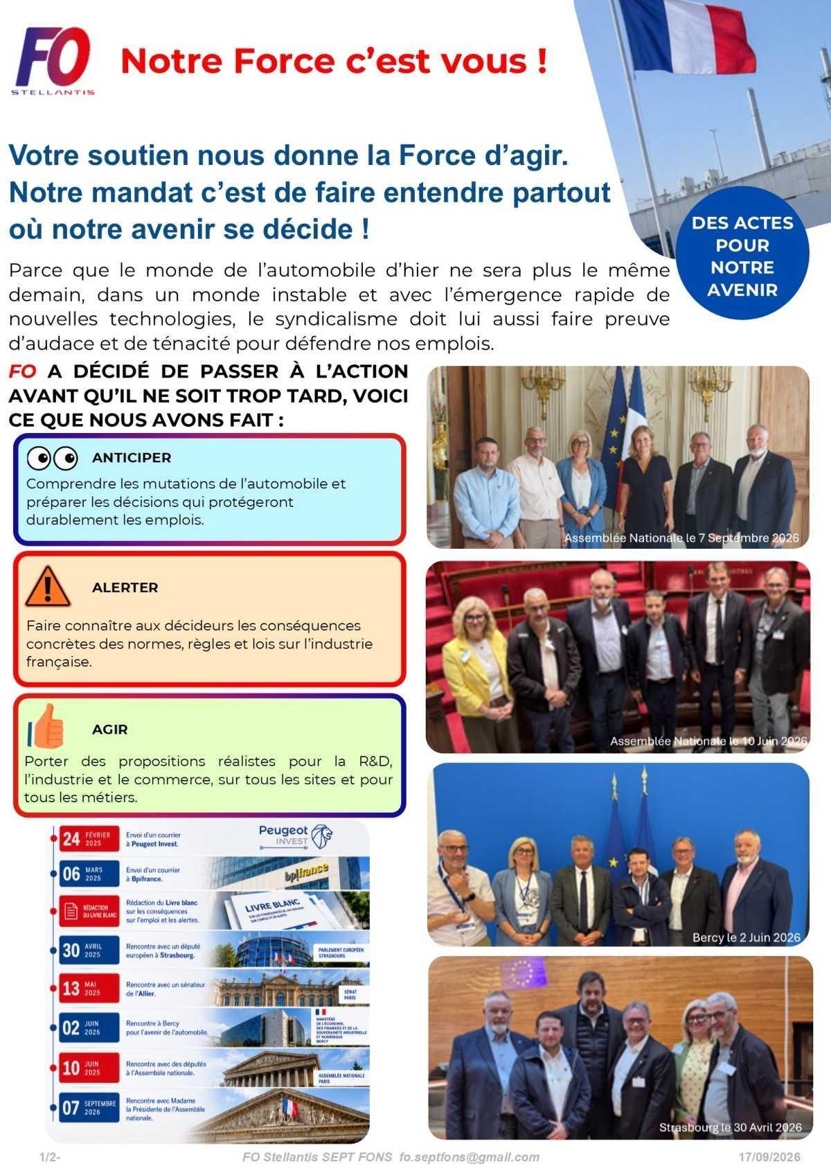 Les actions FO pour la défense de nos emplois, notre force c'est vous.