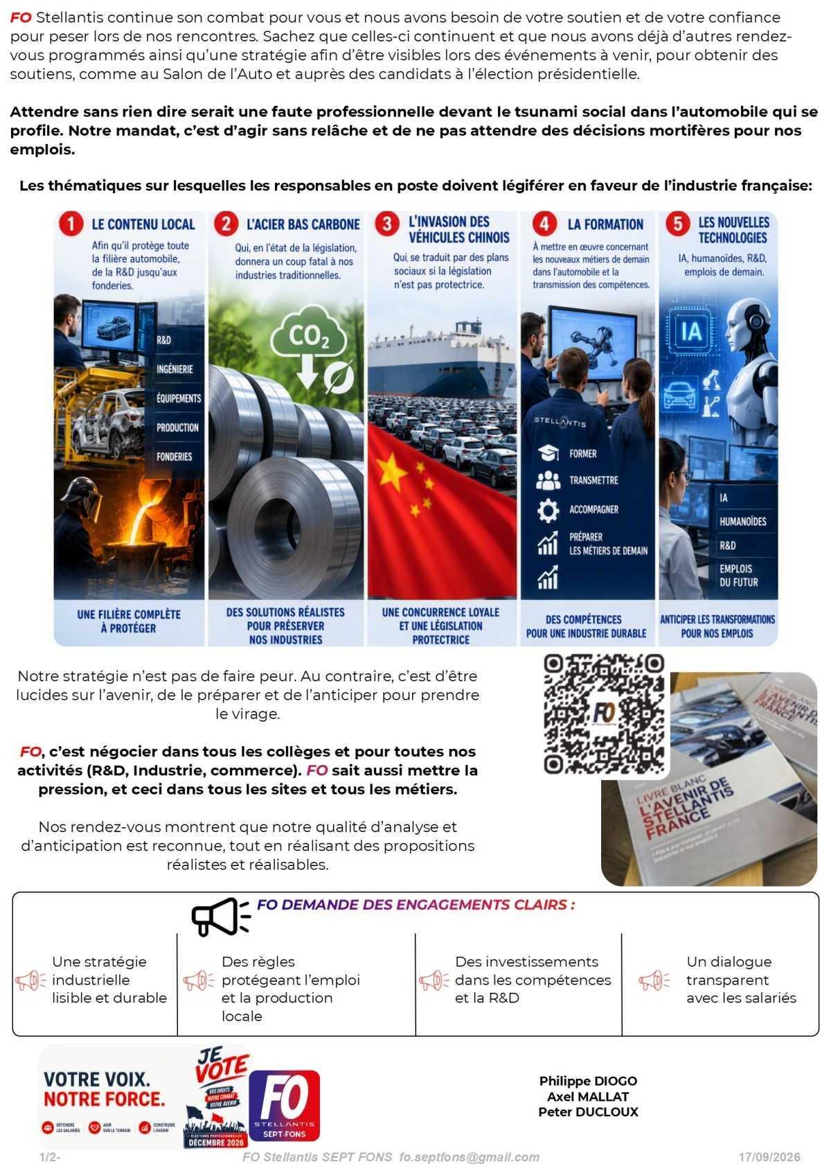 Les actions FO pour la défense de nos emplois, notre force c'est vous.