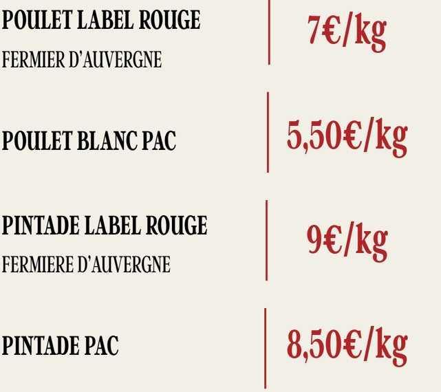 COOP : commandes de VOLAILLES