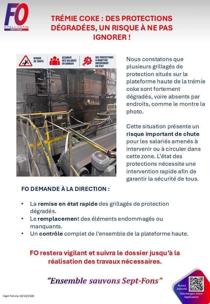 TRÉMIE COKE : DES PROTECTIONS DÉGRADÉES