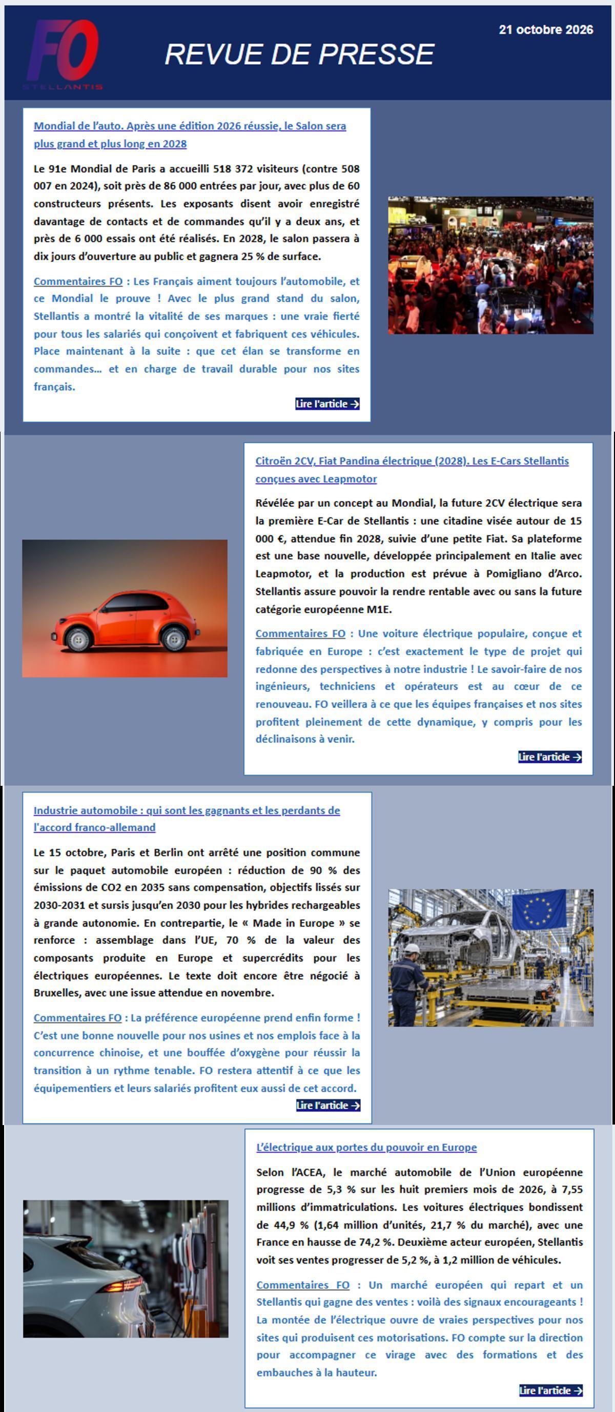 REVUE DE PRESSE FO, 21 octobre 2026