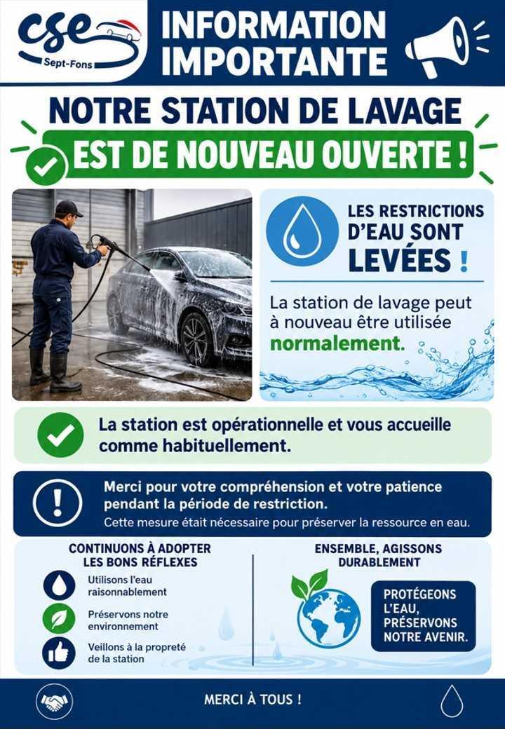 Réouverture station de lavage