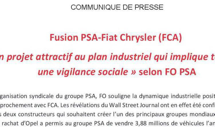 Fusion PSA /Groupe FCA  ?