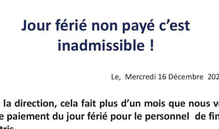 Jour ferié non payé aux tris !