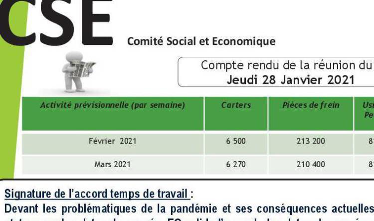 Compte rendu CSE du 28 Janvier 2021.