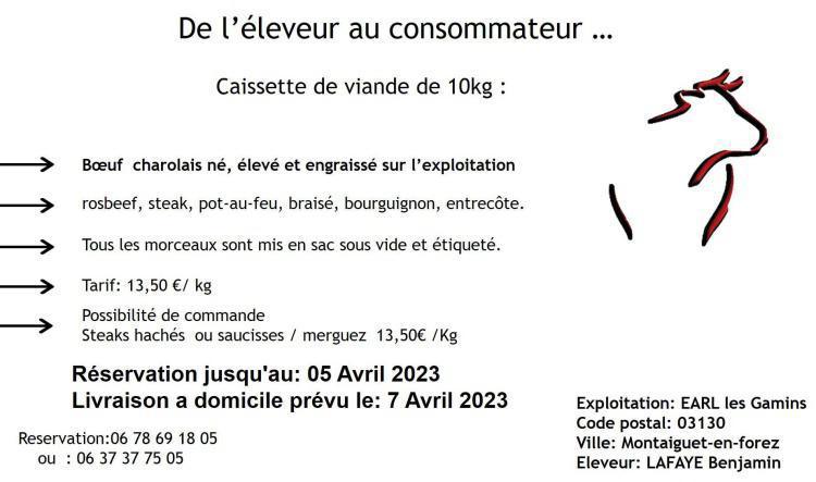 Commande de viande mars 2023