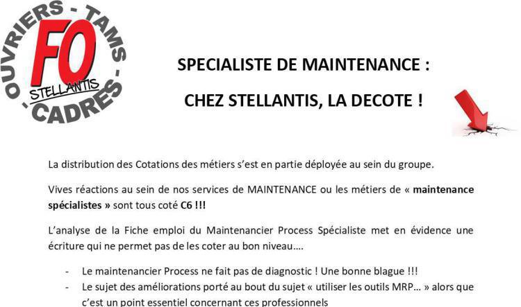 SPECIALISTE DE MAINTENANCE : CHEZ STELLANTIS, LA DECOTE !