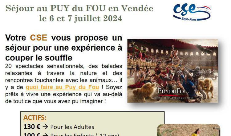 Sortie PUY du FOU 6 et 7 juillet 2024