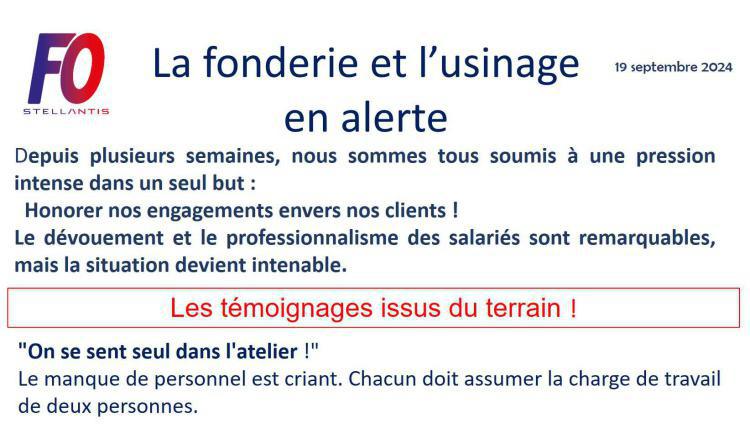 Alerte en fonderie et à l'usinage