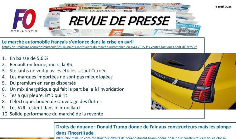 REVUE DE PRESSE FO, 6 mai 2025
