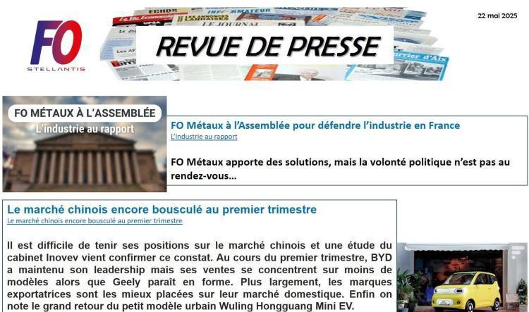 REVUE DE PRESSE FO, 22 mai 2025