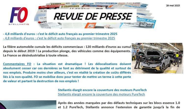 REVUE DE PRESSE FO, 28 mai 2025
