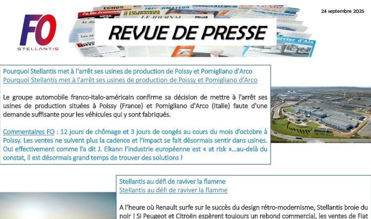 REVUE DE PRESSE FO, 23 septembre 2025