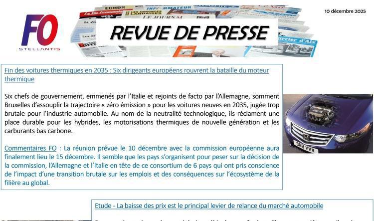 REVUE DE PRESSE FO, 10 décembre 2025