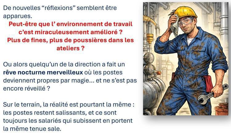 POSTES SALISSANTS : 3 TENUES DE TRAVAIL, CE N’EST PAS SUFFISANT !!!