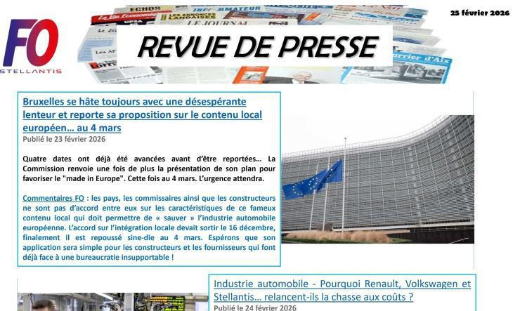 REVUE DE PRESSE FO, 25 février 2026