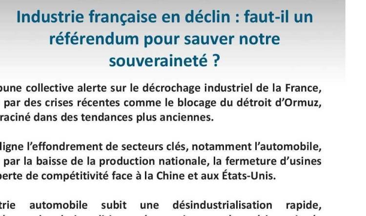 L'industrie Française en danger !