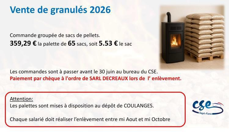 Commande groupée de GRANULES 2026