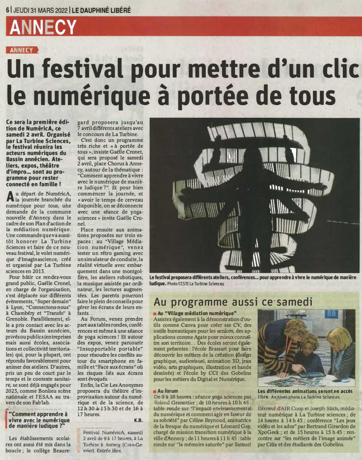 Le Dauphiné Libéré - Un festival pour mettre d'un clic le numérique à portée de tous