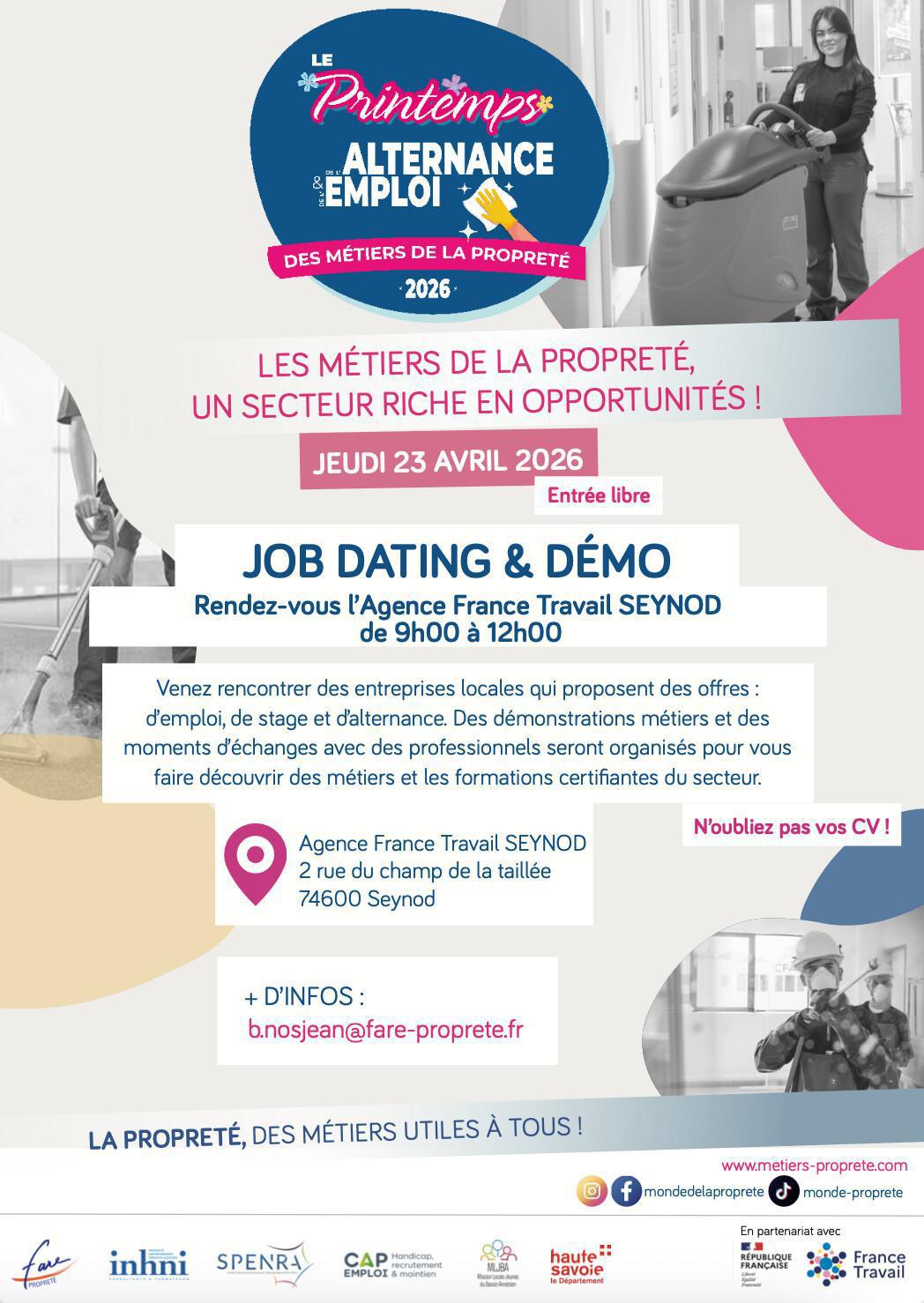 Le printemps de l'alternance et de l'emploi - métiers de la propreté Le printemps de l'alternance et de l'emploi - métiers de la propreté