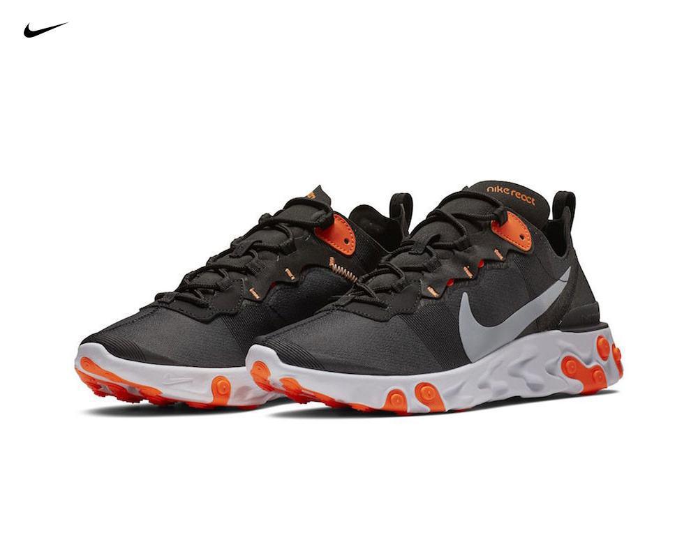 NIKE React Element 55 Black Orange