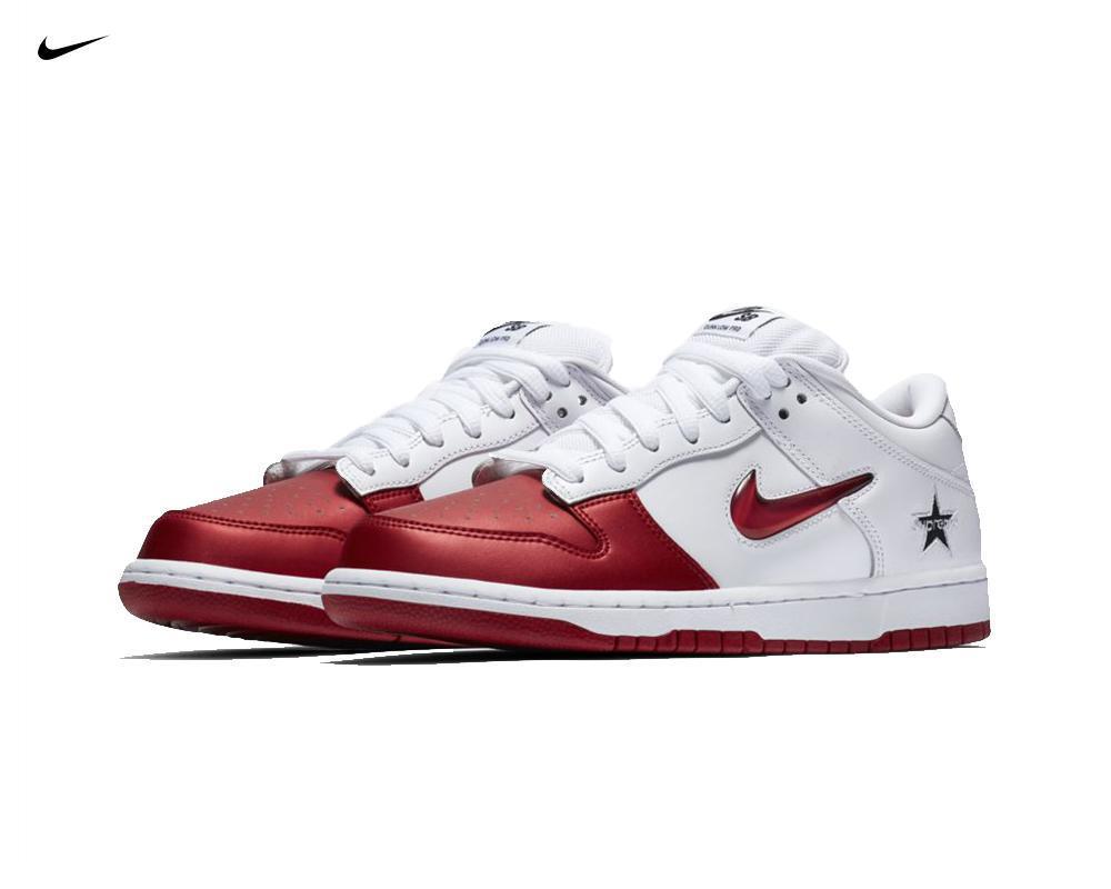 NIKE SB Dunk Low x Supreme White Red NIKE SB Dunk Low x Supreme White Red