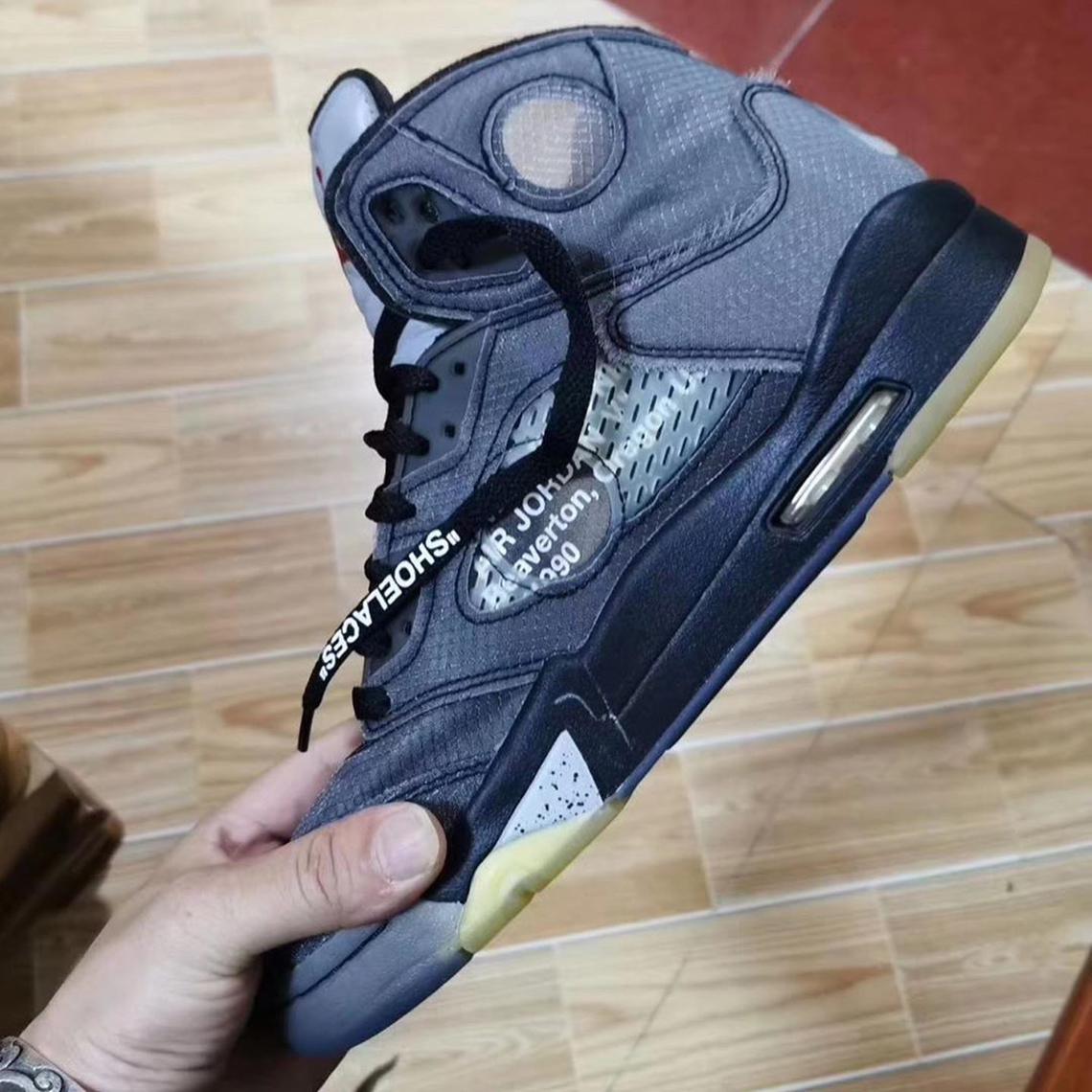 Off-White x Air Jordan 5 "Black/Metallic"